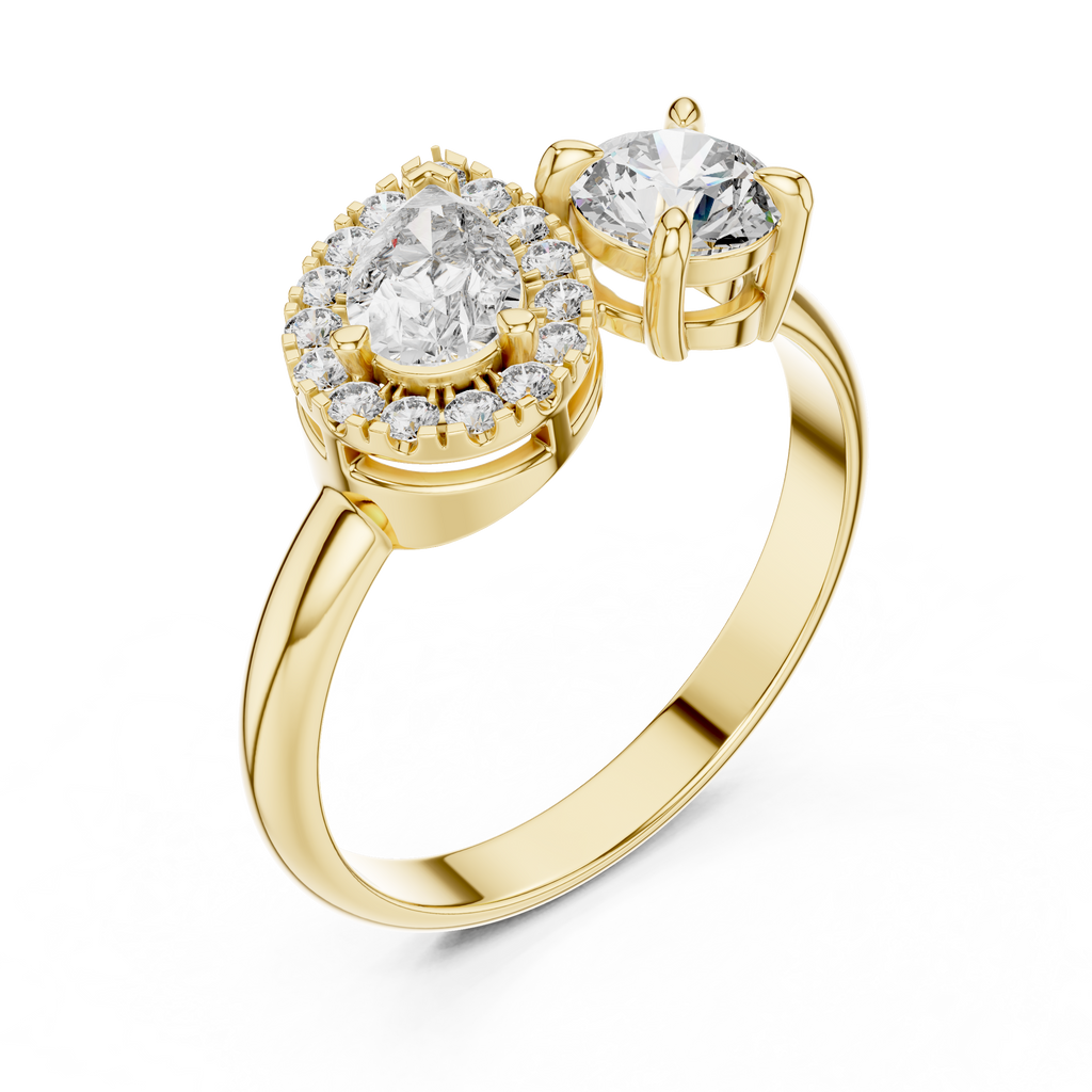 Silver Gold-Plated Diamond Ring