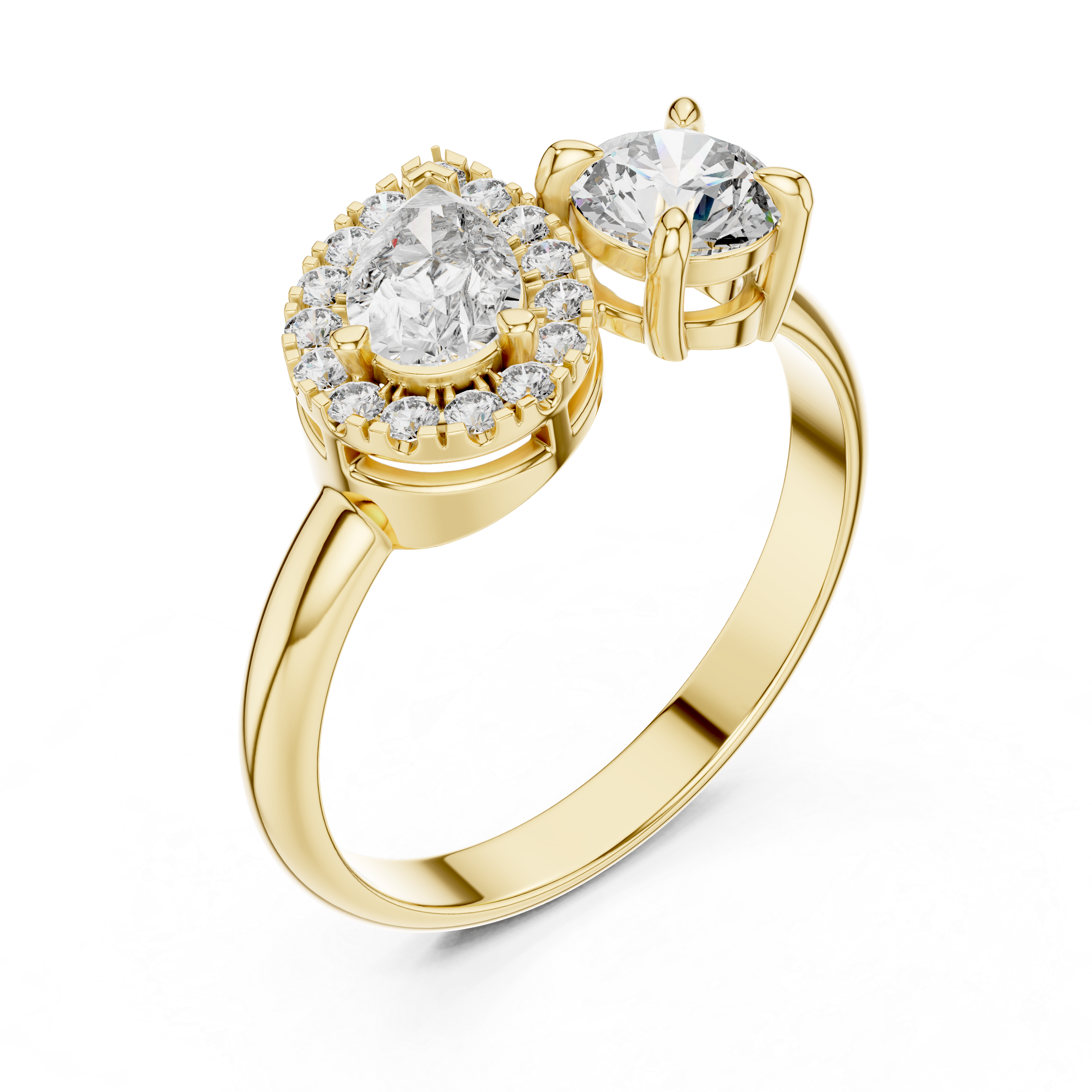 Silver Gold-Plated Diamond Ring
